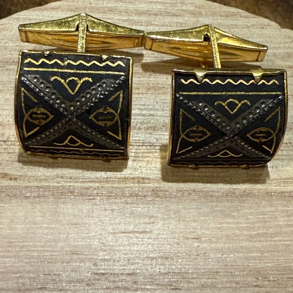 Gold and Black Tone Cufflinks